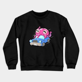 Cute Octopus In Car Funny Octopus Kids Crewneck Sweatshirt